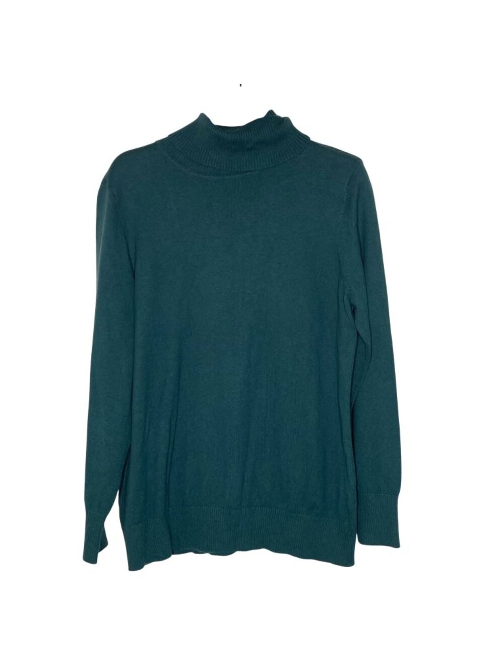 L.L. Bean Cotton Cashmere Turtleneck Sweater Spruce Heather Green Sz XL 291585